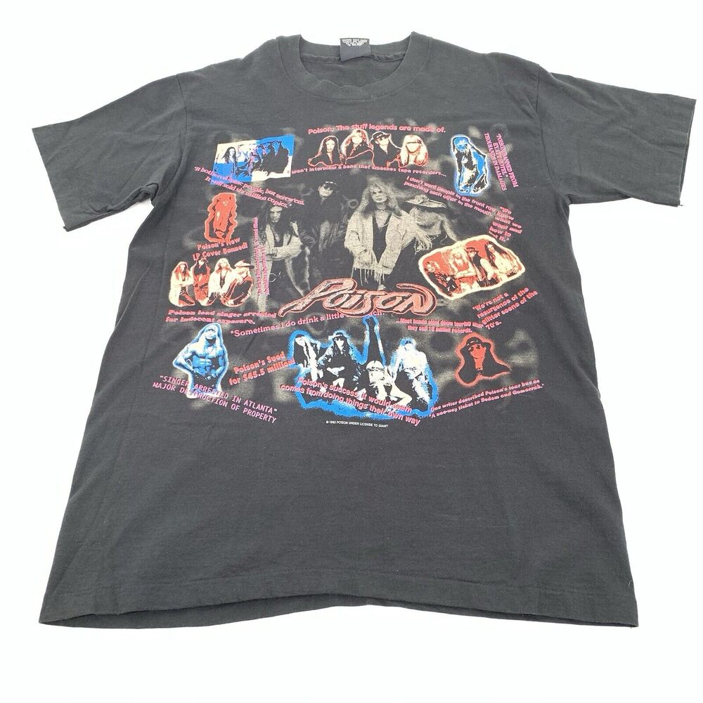Vintage 1993 Poison Live Native Tongue World Tour T-Shirt Large Mens Black L